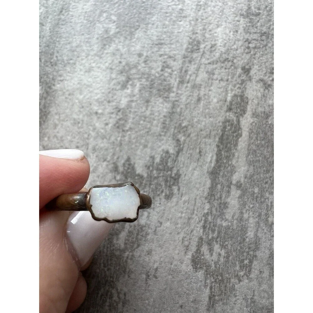 One Of a Kind Handmade Opal Ring Raw Stone Natural Beauty Simple Size 6